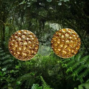 St. John Goldtone Animal Print Motif Ear Clips